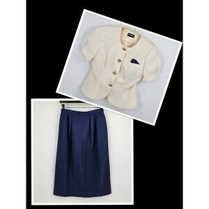 Suitable Petites Womens Sz 8/10 VTG 2 Piece Skirt Suit Short Sleeve Knee Length